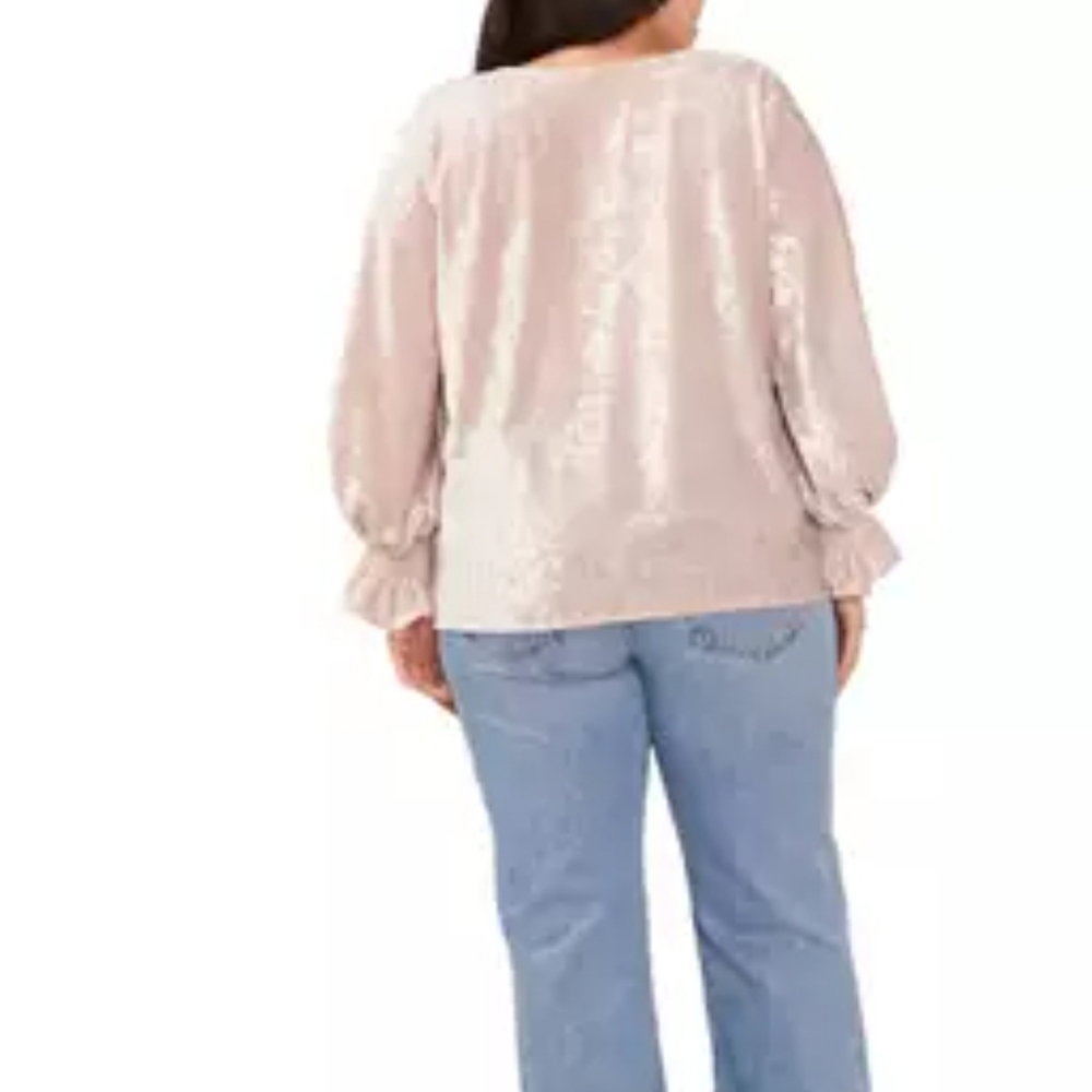 Vince Camuto Tan Crushed Velvet Oversized Top - Picture 4 of 10